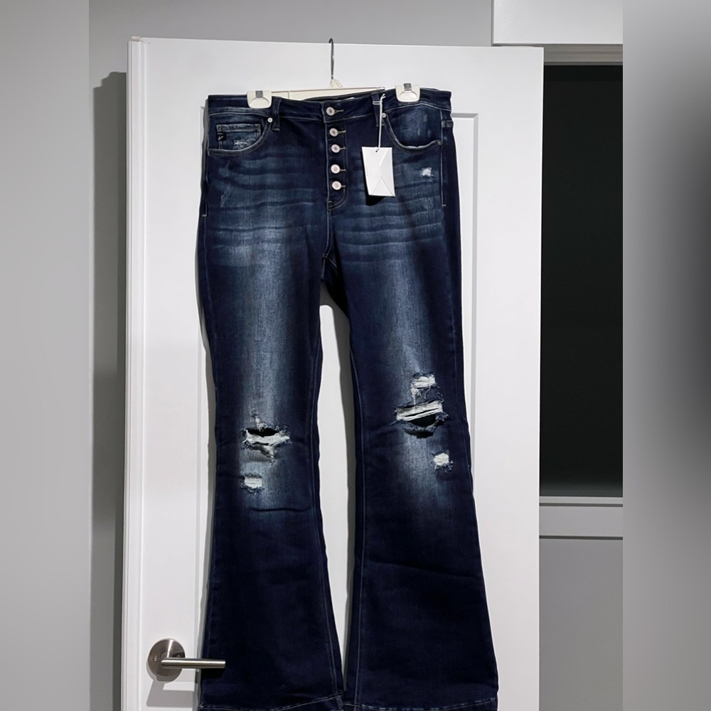 Kancan Distressed flare button up jeans size 2xl